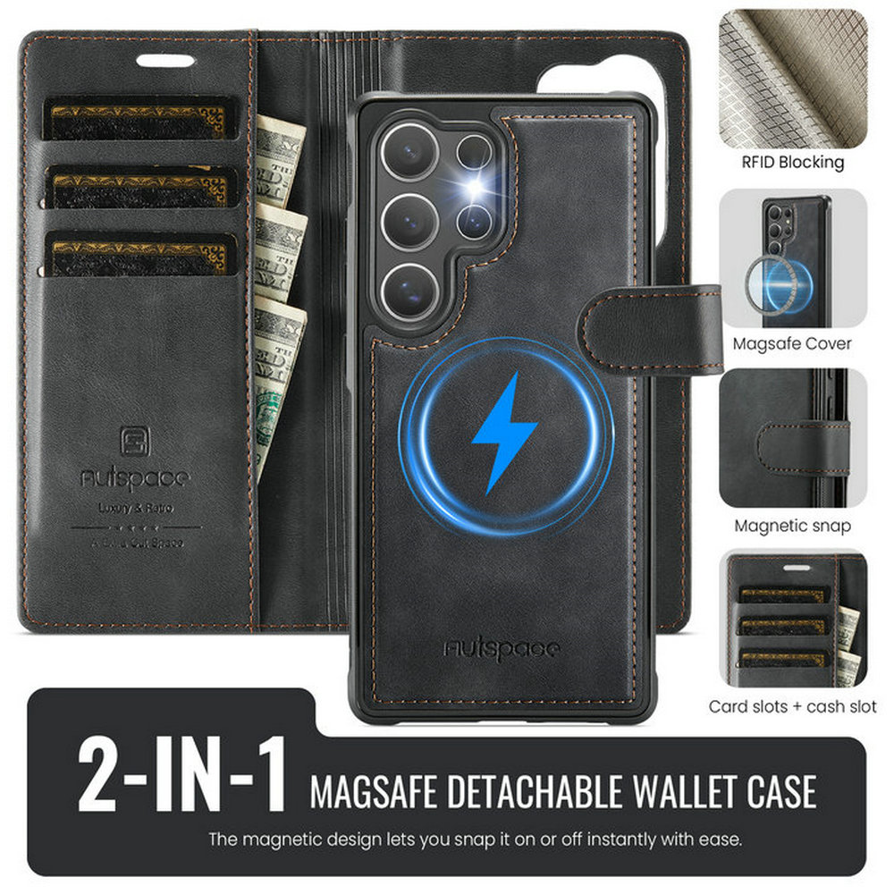 Magnetic Charging Stand - Funda de Cuero con Carga Inalámbrica