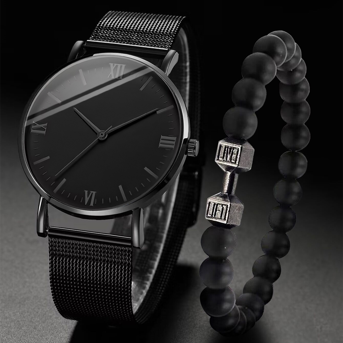 Stainless Mesh Band - 2PCS Reloj para hombre Moda Roma