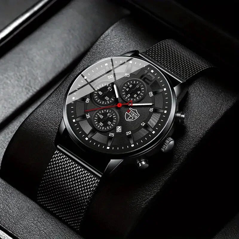 Stainless Mesh Band - DEYROS-Reloj de cuarzo minimalista para Hombre,