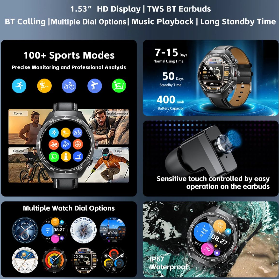 Reloj inteligente con auricula - Smartwatch Headset reseña y precio