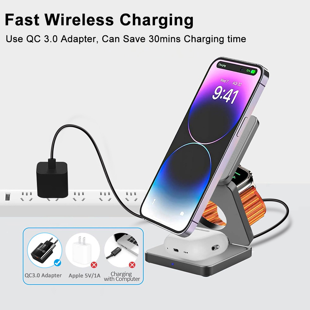 Cargador inalámbrico 3 en 1 es - Watch Charger Cable reseña y precio