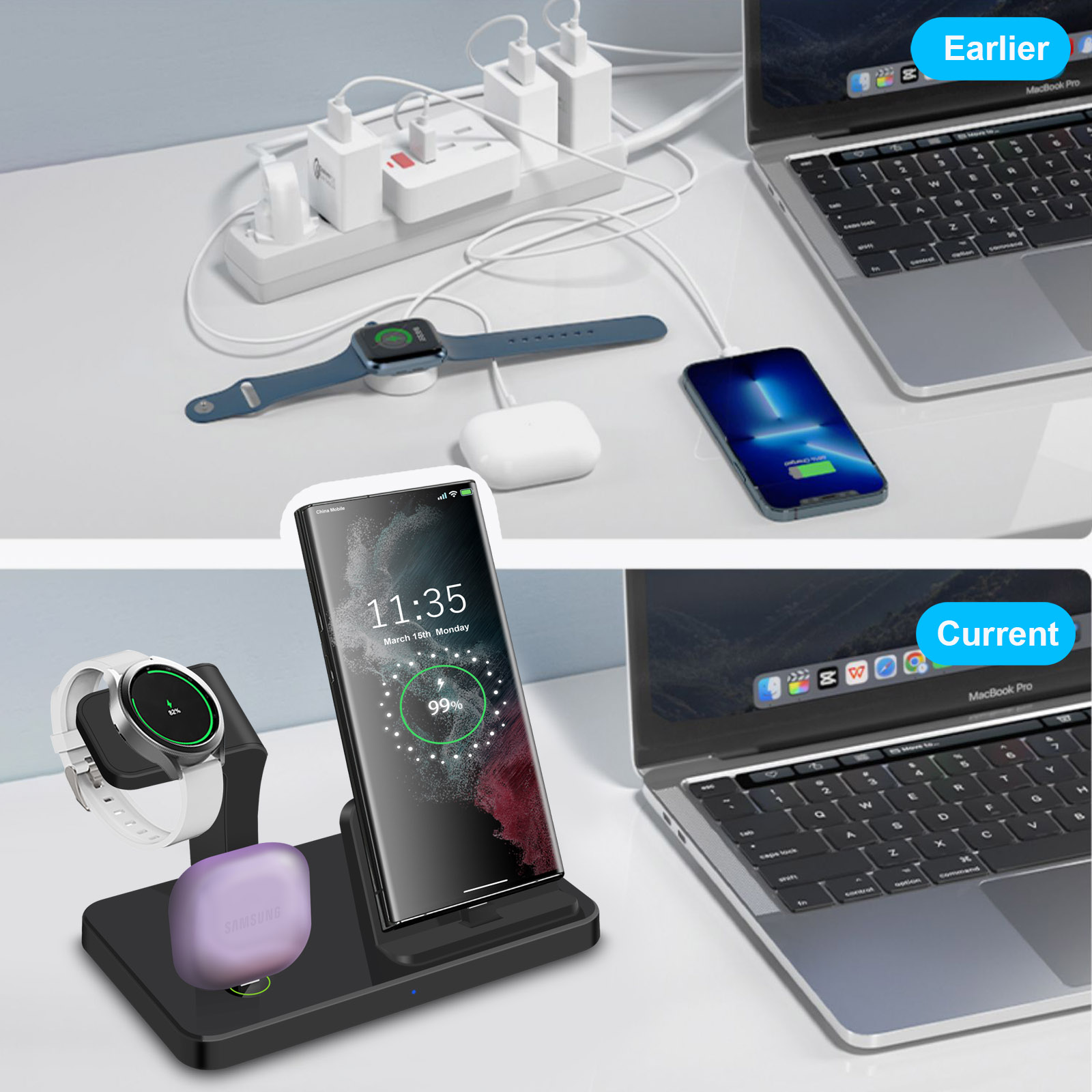 Base de Carga Inalámbrica 3 en - Watch Charger Cable reseña y precio