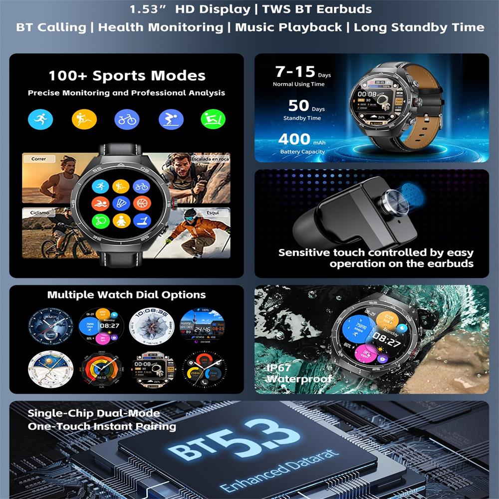 Reloj Inteligente 2 en 1 TWS 2 - Smartwatch Headset reseña y precio