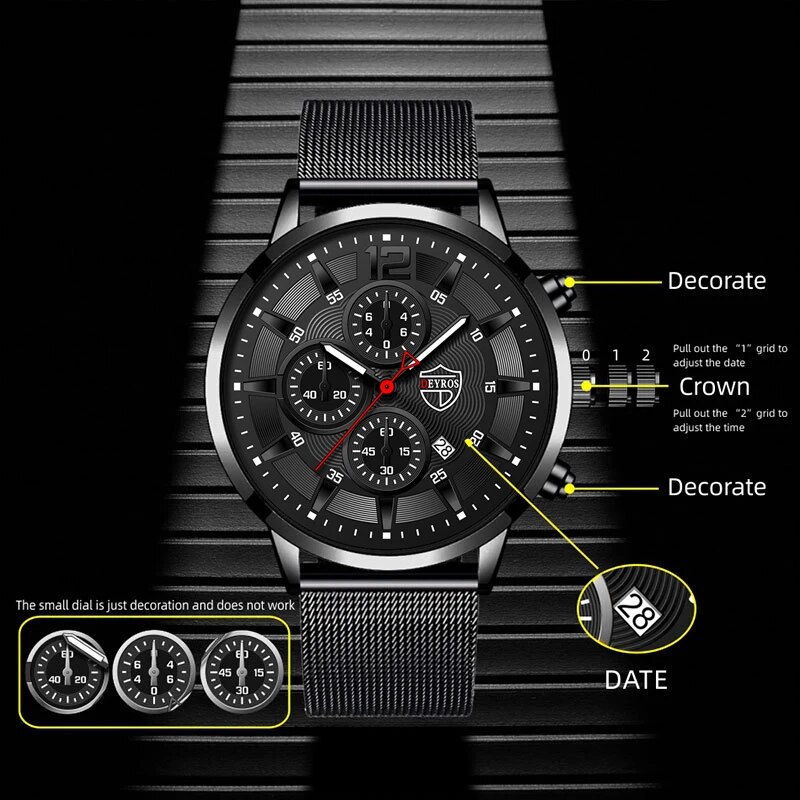 DEYROS-Reloj de cuarzo minimal - Stainless Mesh Band reseña y precio